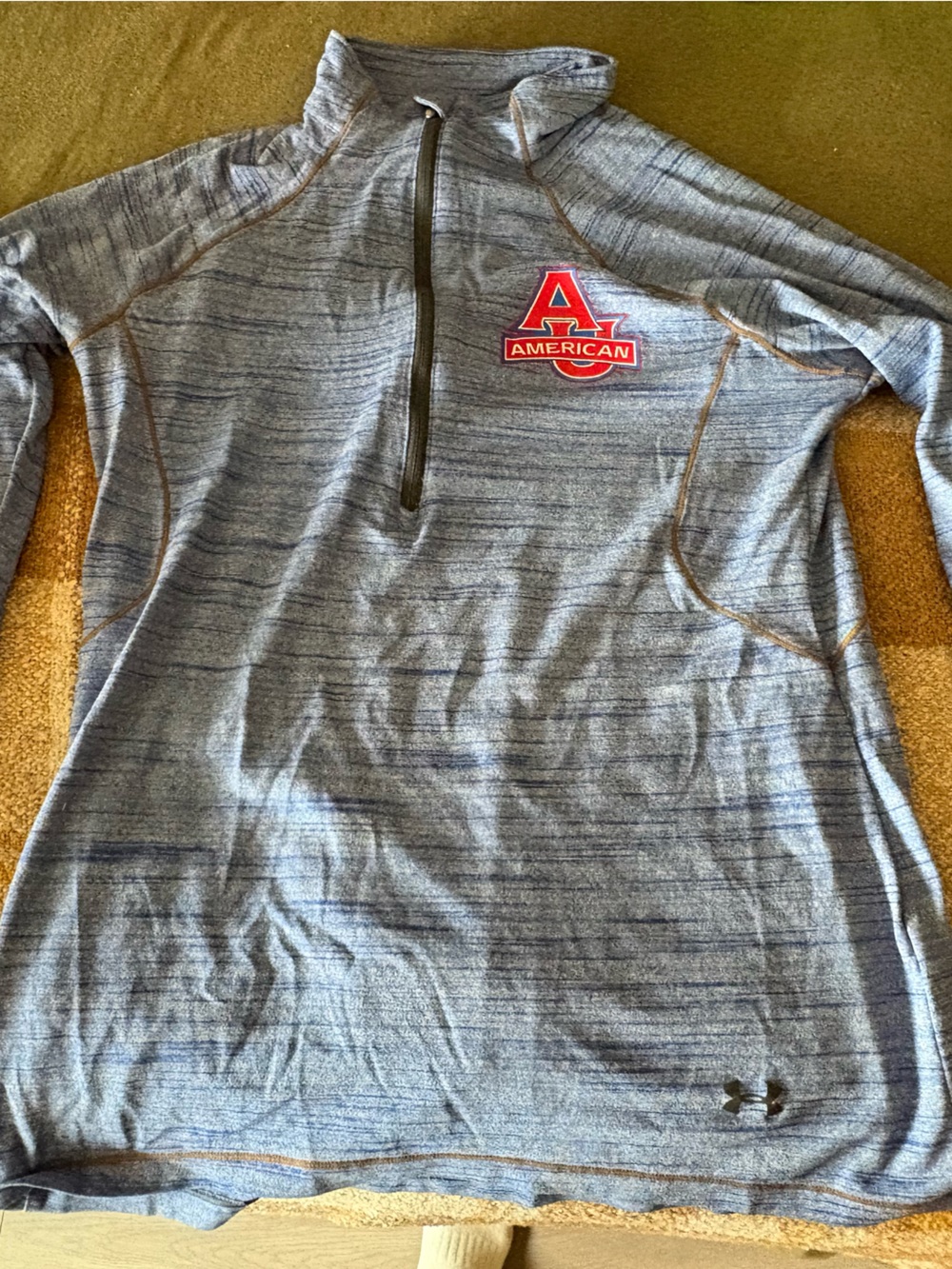 Under Armour Women’s Blue Quarter Zip with Red American University Logo